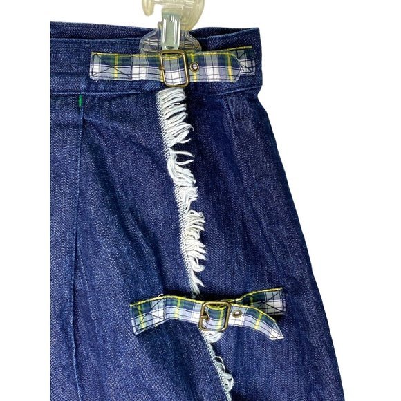 Tommy Jeans Y2K Denim Pleated Skirt Size 11‎ 90’s Clueless Wrap Plaid Jean - Picture 2 of 9